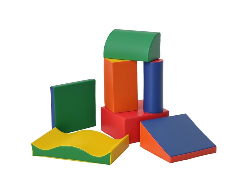  Jeu de motricité 7 pièces 60x40x11 cm multicolore en simili cuir, modules souples à empiler et grimper  - Conforama A