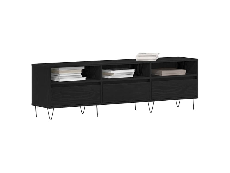  Meuble tv - banc tv - meuble de rangement 150 x 30 x 44,5 cm chêne noir bois d'ingénierie  - Conforama C