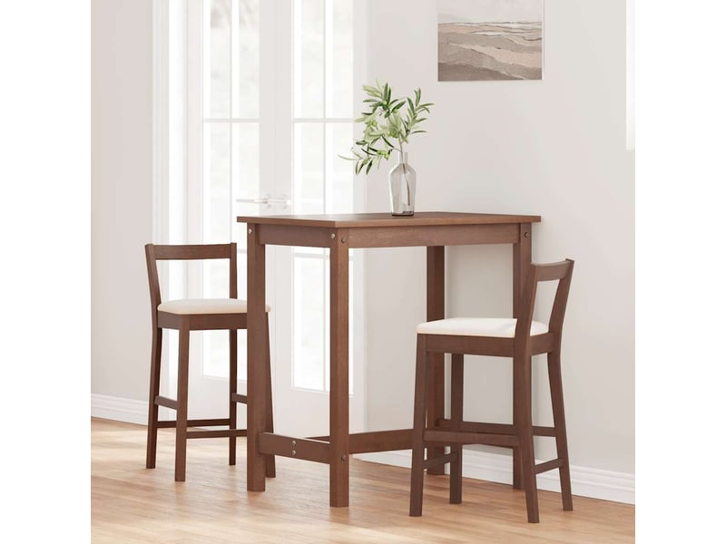  Lot de 2 tabouret de bar avec coussins en bois massif marron et caoutchouc shl26420  - Conforama C