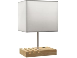Lampe de chevet 25x20x40,5 cm ports usb-a et usb-c bois blanc