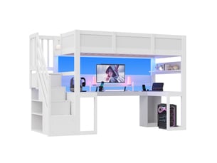 Lit mezzanine 90x200 cm <strong>OKWISH</strong> <strong></strong> coloris blanc