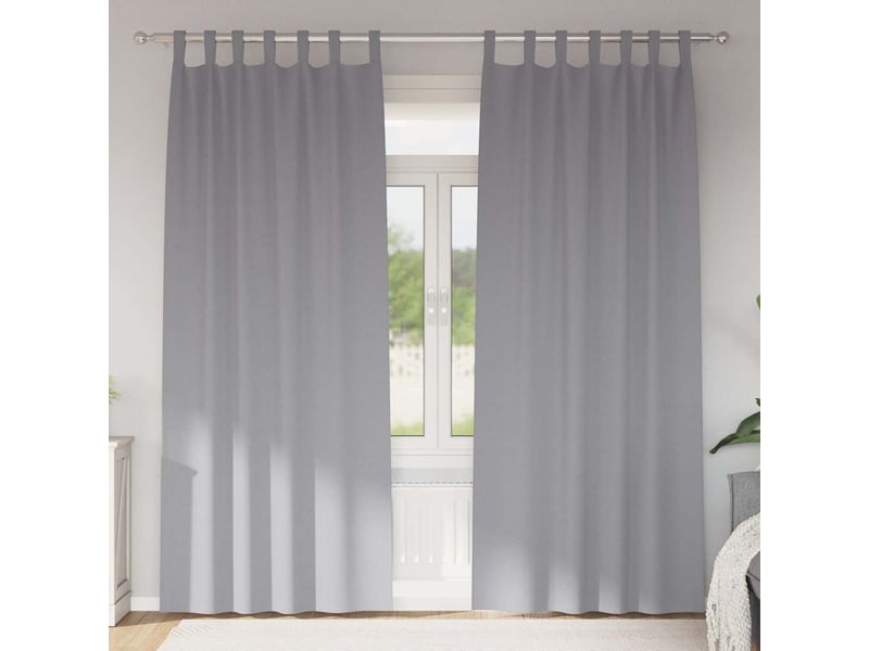  Lot de 2 rideaux occultants, rideaux black-out avec anneaux gris clair 245 x 140 cm cf44644  - Conforama B