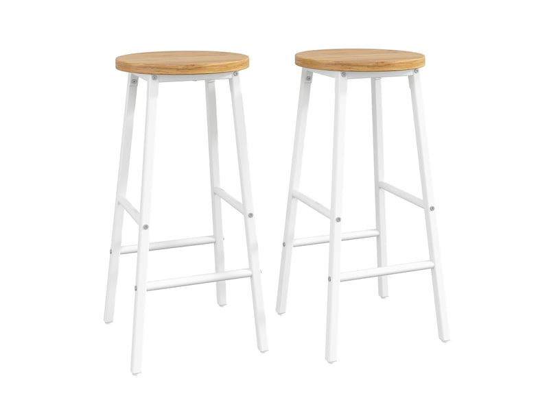 Îlot de cuisine avec 2 tabourets blanc effet bois portes vitrées et étagères réglables - Conforama A