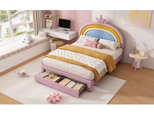 Lit avec rangement 140x200 cm BIQZUYA coloris rose
