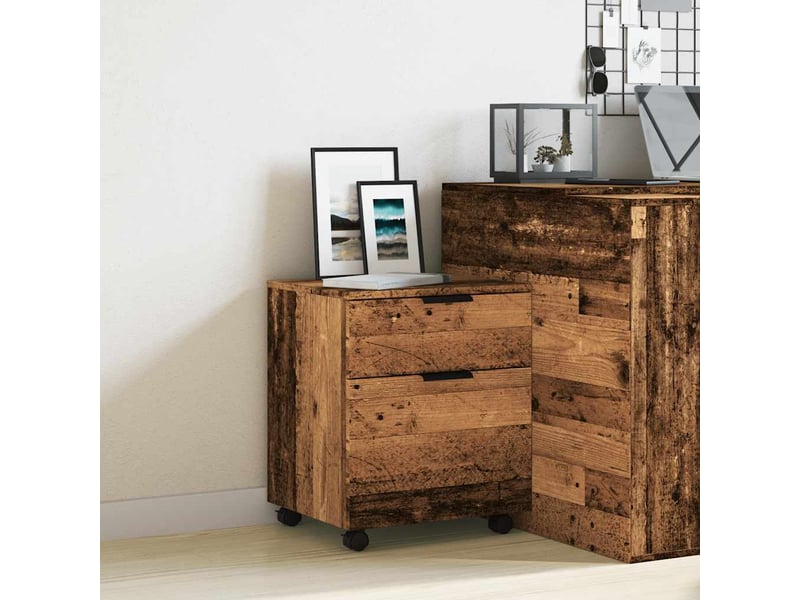  Caisson de bureau, classeur mobile roues vieux bois 45x38x54 cm bois d'ingénierie  - Conforama C