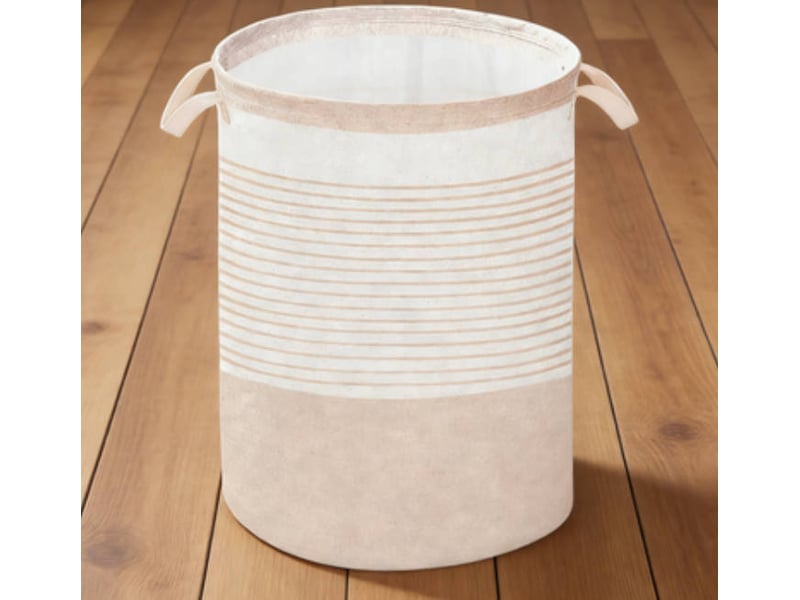  Panier à linge beige à rayures avec poignée, dimensions 44 x 33 cm 1 - Conforama C