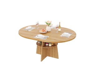 Table à manger extensible 110-150 x 110 x 77,5 cm, 2 à 8 personnes, plateau extensible, rangement intégré, gain de place, bois, naturel