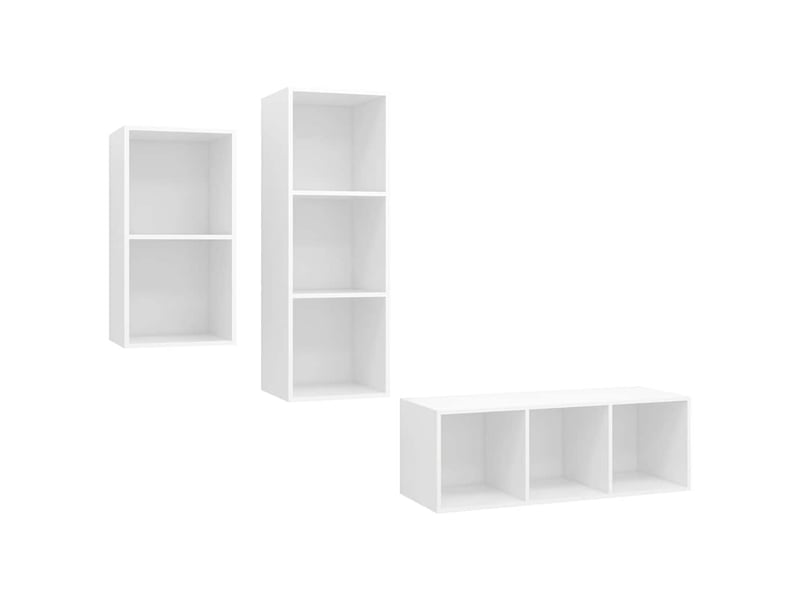  Ensemble de meuble tv - banc tv - meuble de rangement 3 pcs blanc bois d'ingénierie  - Conforama A