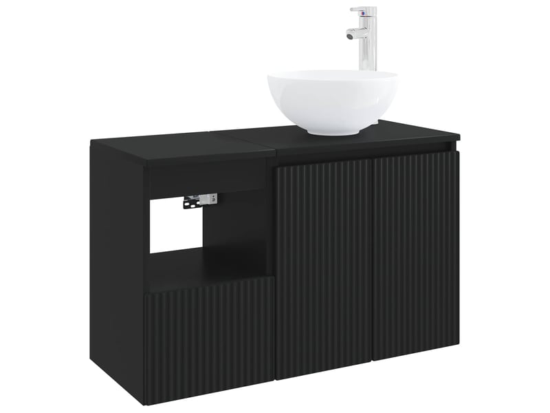  Ensemble de mobilier de salle de bain 2 pc noir cf64172  - Conforama A