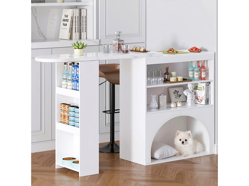 Table de bar blanc - 120cm mdf table de bar blanc - Conforama D