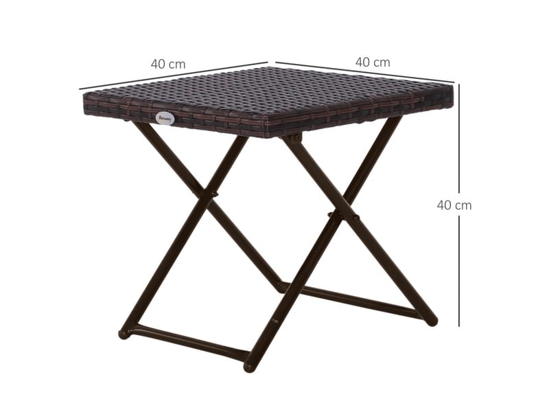  Table basse pliable de jardin résine tressée marron 40x40x40cm  - Conforama E