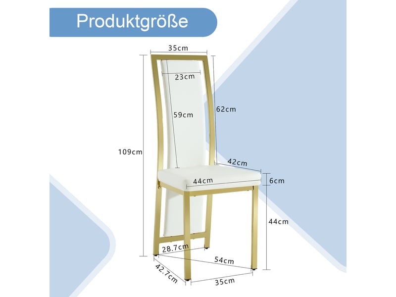  Lot de 2 chaises de salle à manger à dossier haut blanc et doré evryae  - Conforama E