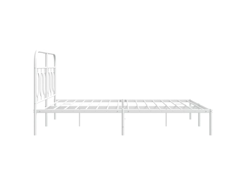  Lit double- lit adulte -  cadre de lit métal sans matelas et tête de lit blanc 150x200 cm  - Conforama D