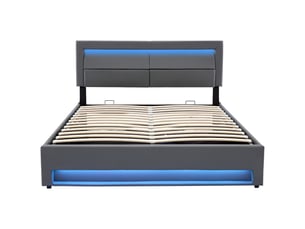 Lit coffre 160x200 cm MERAX lit adulte gris coloris gris