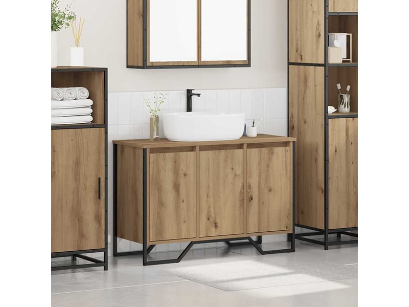  Meuble de lavabo de salle de bain, armoire de bain chêne artisanal cf65513  - Conforama D