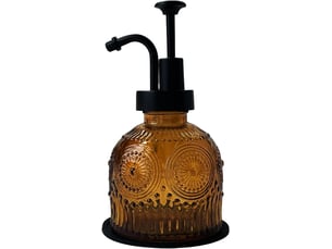 Distributeur de savon vintage en verre avec pompe - petite décoration rustique pour salle de bain et cuisine (marron)