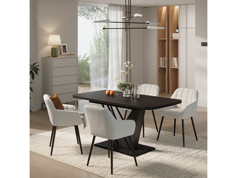 Vicco ensemble de table à manger, noir, 120x80cm avec 4 chaises de salle à manger - Conforama C