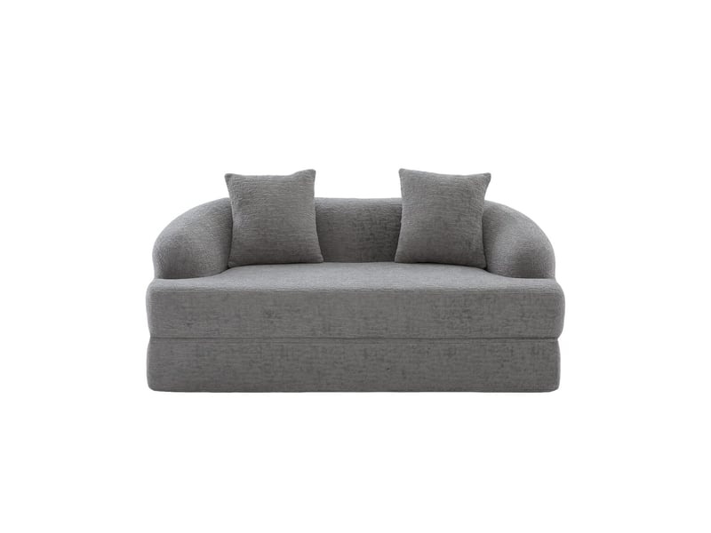 Canapé format deux personnes couchage double dépliant deux coussins inclus revêtement en chenille polyvalent - Conforama A