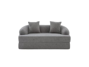 Canapé format deux personnes couchage double dépliant deux coussins inclus revêtement en chenille polyvalent