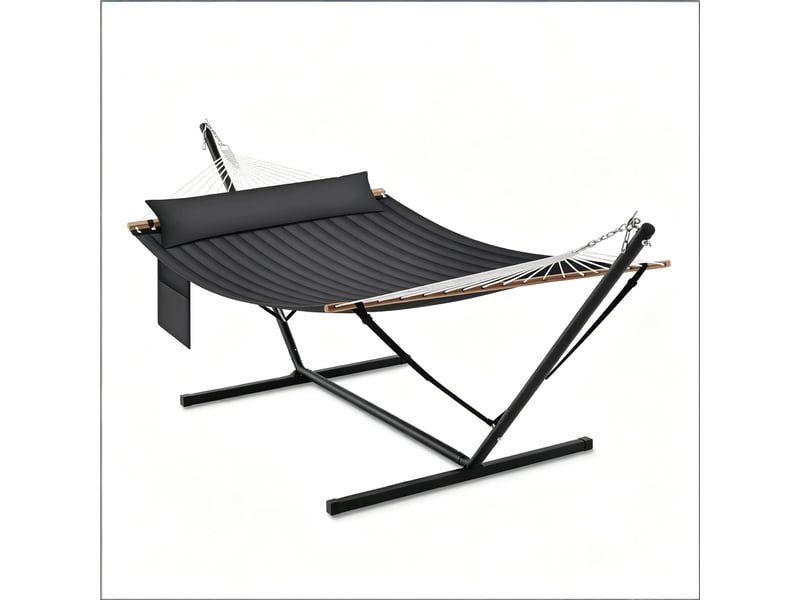 Hamac double,200x140 cm,avec support en métal anthracite charge 250 kg - Conforama A