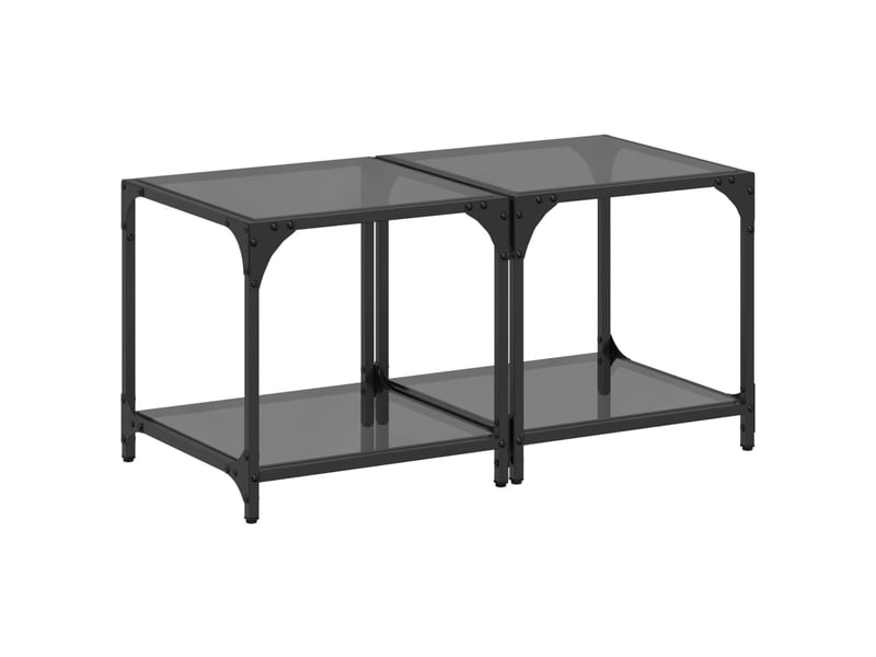  Tables basses avec dessus en verre noir 2 pcs 40x40x40 cm acier  - Conforama A
