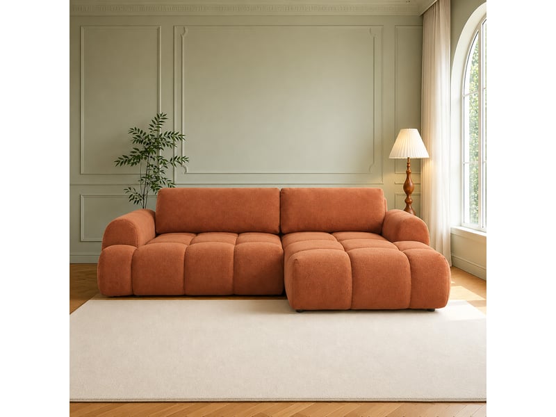  Canapé nuage convertible 4 places en tissu bouclette marron palms  - Conforama D