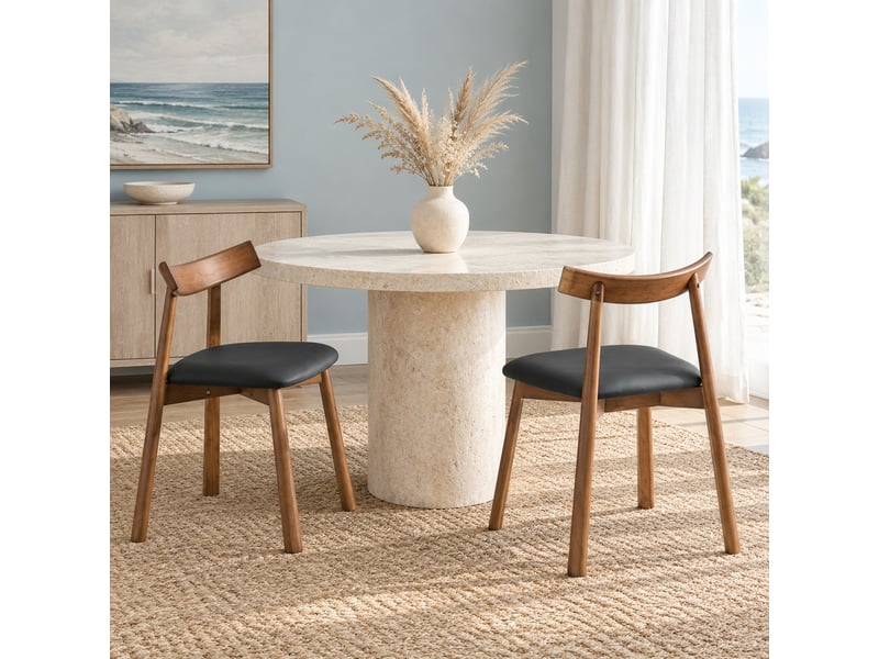  Lot de 2 chaises de salle à manger,50x49x77,5 cm,similicuir,noir  - Conforama B
