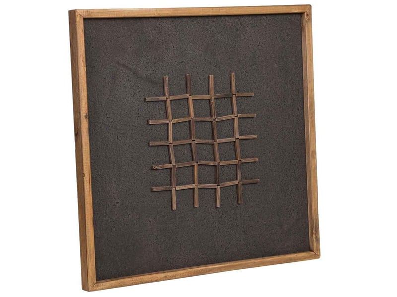 Tableau en bois recyclé fait main relief noir et brun 62x4x62 cm h - Conforama A