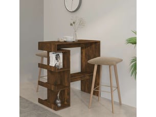 Table de bar | table de cuisine et étagère de rangement chêne fumé bois ingénierie