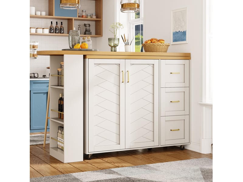  Desserte de bar extensible 135x39x104 cm mdf métal blanche  - Conforama C