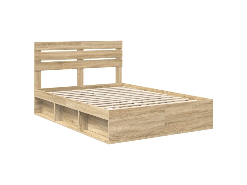 Lit adulte ; lit double ; cadre de lit avec tête de lit sonoma 140x200 cm pin massif  - Conforama E