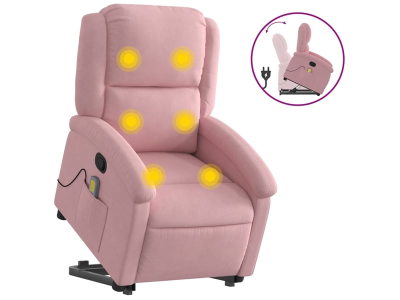Fauteuil de massage inclinable, fauteuil relax rose velours shl77158 - Conforama A
