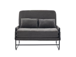 Canapé-lit 2 places 104 cm convertible, cadre en métal, tissu chenille, poches latérales, assise en mousse haute densité, gris