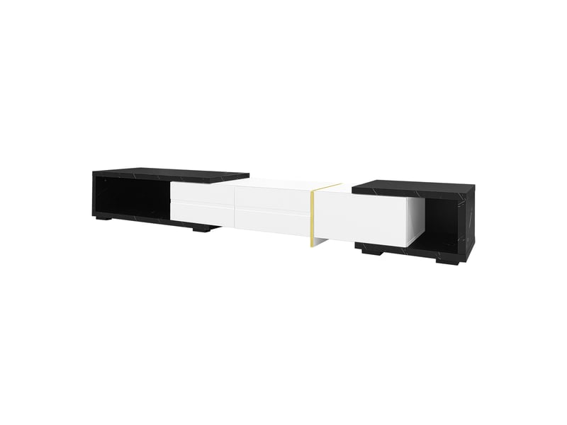  Meuble tv noir, rangement, gestion des câbles, design moderne, façade texturée, structure robuste, finition haut de gamme - salon  - Conforama C