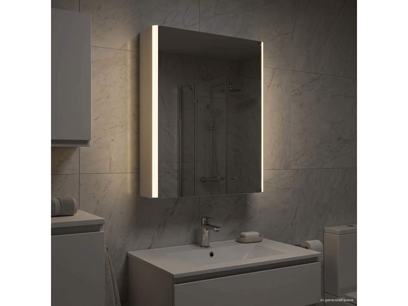  Armoire miroir salle de bain, meuble de rangement blanc 43x11.5x60.5 cm  - Conforama D