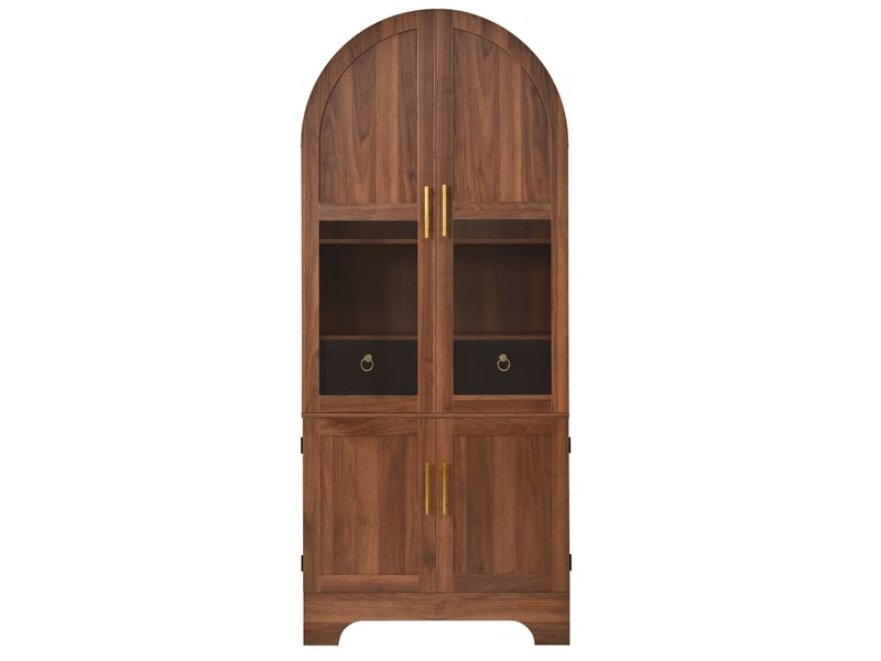  Buffet haut led avec 4 portes et tiroir en mdf coloris noyer 76x40x180 cm  - Conforama A