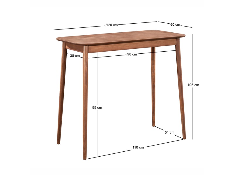  Nordlys - table de bar design scandinave bois pin marron  - Conforama D