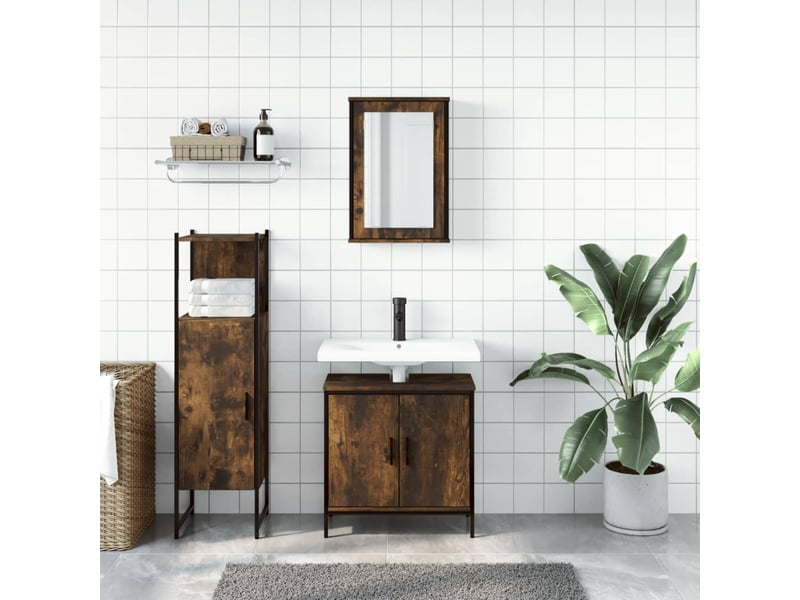 Ensemble de meubles de salle de bain 3 pcs chêne fumé cf63697 - Conforama C