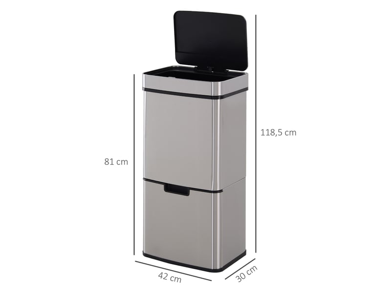  Poubelle automatique de tri sélectif 72l en acier inoxydable argenté 42x30x81 cm  - Conforama C