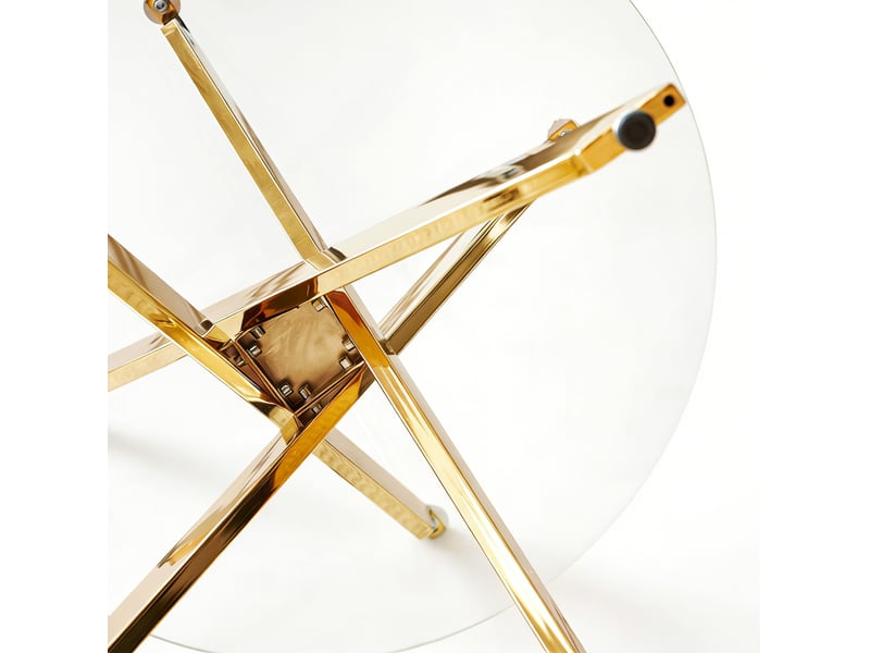  Ensemble repas, table ronde en verre et 4 chaises en velours crème à pieds dorés, pour 4 personnes au quotidien  - Conforama D