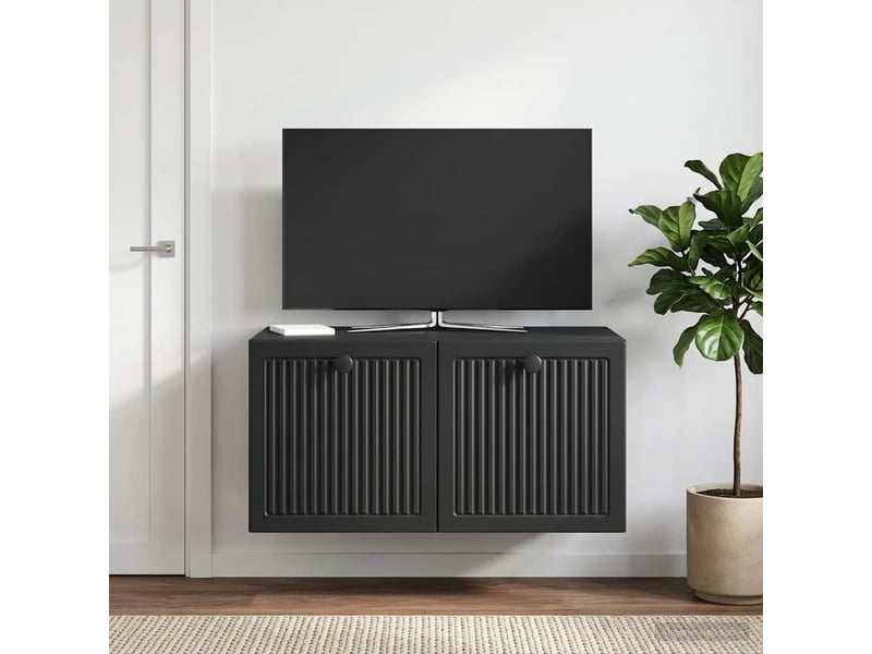  Meuble tv - banc tv - meuble de rangement mural noir 59,5 x 41 x 30 cm bois d'ingénierie  - Conforama D