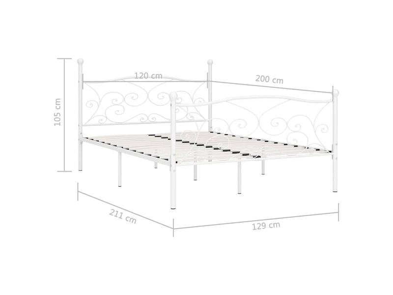  Lit double - lit adulte - cadre de lit sans matelas avec sommier à lattes métal 120x200cm  - Conforama E