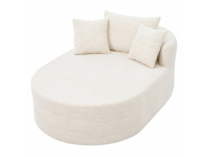 Fauteuil relax ovale 170 x 112,5 x 83 cm beige clair en velours côtelé, assise profonde sans montage complexe  - Conforama A
