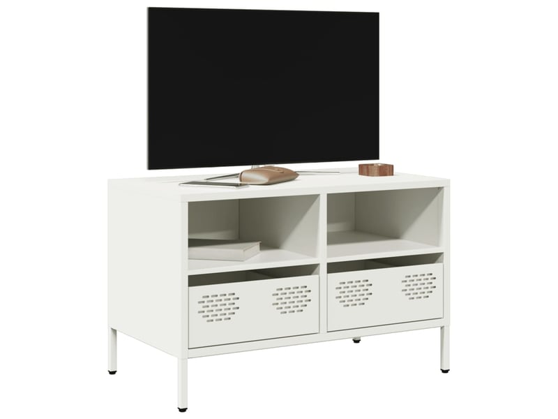  Meuble tv - banc tv - meuble de rangement blanc 68x39x43,5 cm acier laminé à froid  - Conforama B