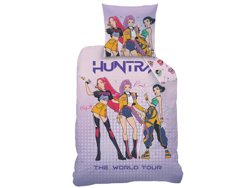  Parure de lit imprimée 100% coton, kpop demon hunters heart 140x200+63x63cm  - Conforama C