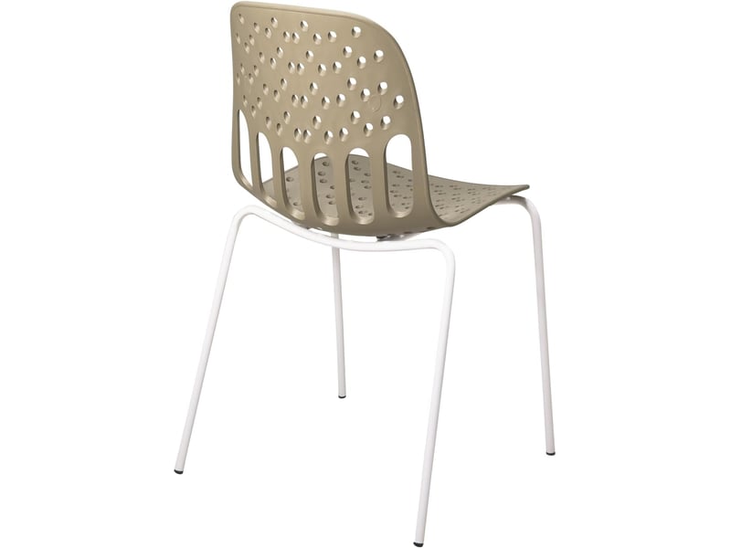  Lot de 4 chaises de cuisine empilables kio kaki et blanches avec structure métal 736-KIO - Conforama W