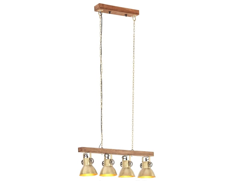  Plafonnier industriel, lampe plafond laiton e27 bois de manguier  - Conforama A