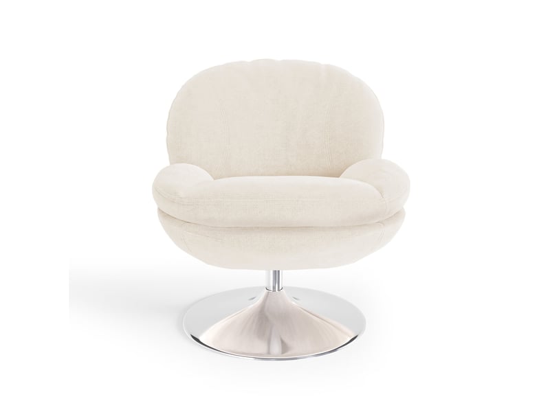  Fauteuil pivotant en velours bouclé crème aspen APF25VBCR - Conforama E
