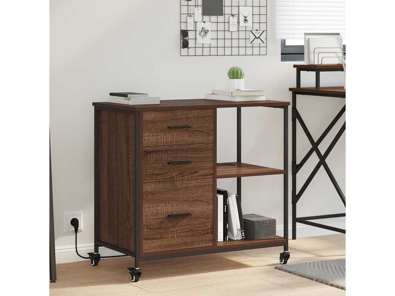 Commode chambre, cabinet avec station de charge 76 x 41 x 72 cm chêne brun - Conforama B