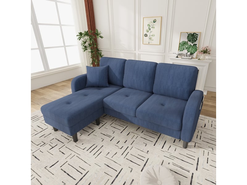  Canapé d'angle modulable avec méridienne 166 x 118 x 77 cm - canapé 3 places compact en velours côtelé  - Conforama D